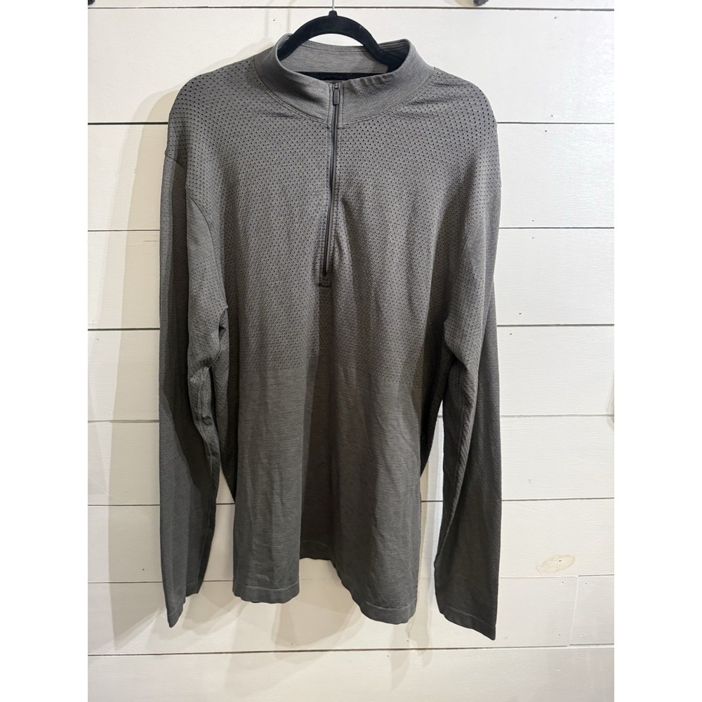 Lululemon Mens XL Metal Vent Tech 1/2 Zip Gray Long Sleeve Athletic Shirt Silver